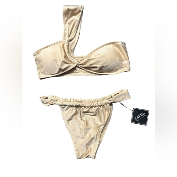 ZAFUL women’s gold one shoulder bikini swim set size L NWT - Picture 5 of 14